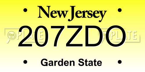 207ZDO New Jersey License Plate