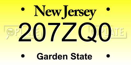 207ZQ0 New Jersey License Plate
