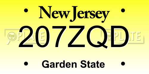 207ZQD New Jersey License Plate