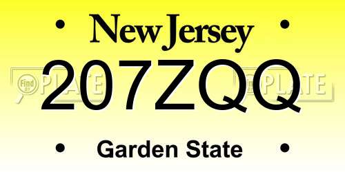 207ZQQ New Jersey License Plate