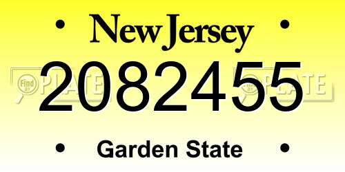 2082455 New Jersey License Plate