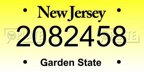 2082458 New Jersey License Plate