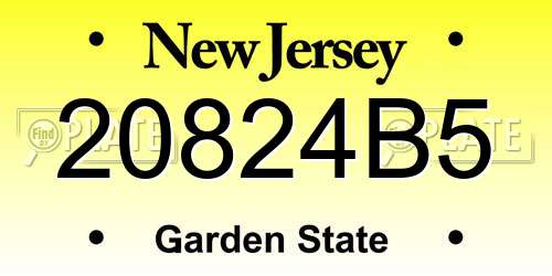 20824B5 New Jersey License Plate