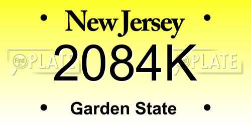 2084K New Jersey License Plate