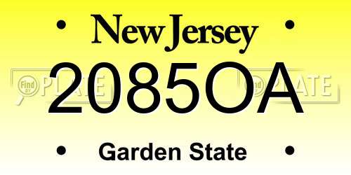 2085OA New Jersey License Plate