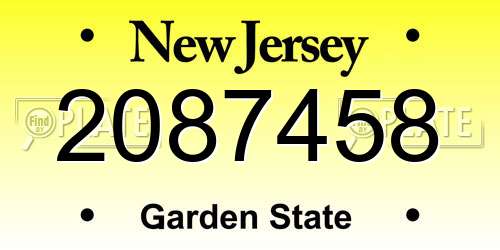 2087458 New Jersey License Plate