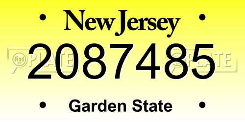 2087485 New Jersey License Plate