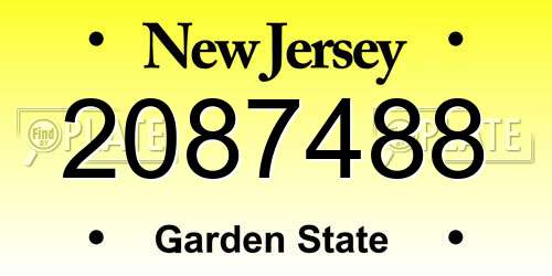 2087488 New Jersey License Plate