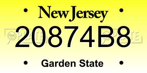 20874B8 New Jersey License Plate