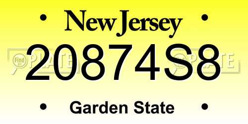 20874S8 New Jersey License Plate