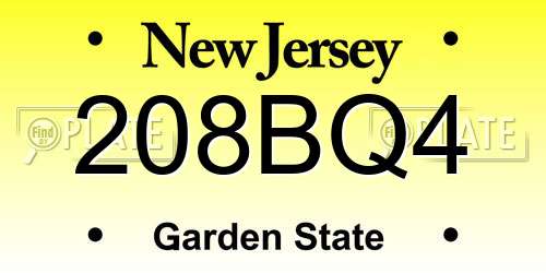208BQ4 New Jersey License Plate