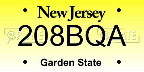 208BQA New Jersey License Plate
