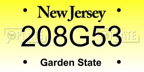 208G53 New Jersey License Plate