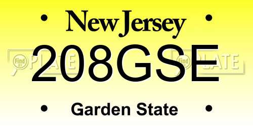 208GSE New Jersey License Plate
