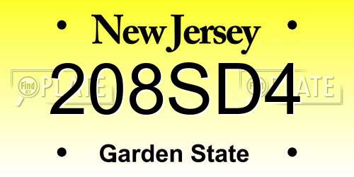 208SD4 New Jersey License Plate