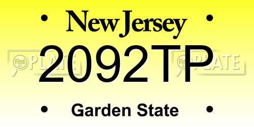 2092TP New Jersey License Plate