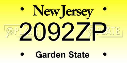 2092ZP New Jersey License Plate
