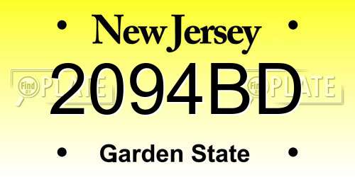 2094BD New Jersey License Plate