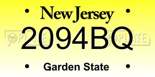 2094BQ New Jersey License Plate