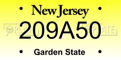 209A50 New Jersey License Plate
