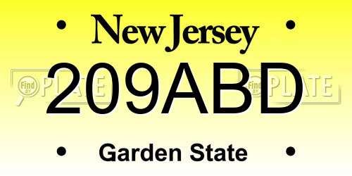 209ABD New Jersey License Plate