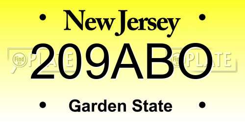 209ABO New Jersey License Plate