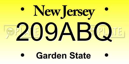 209ABQ New Jersey License Plate