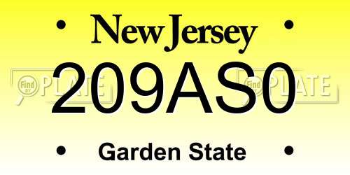 209AS0 New Jersey License Plate