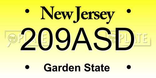 209ASD New Jersey License Plate