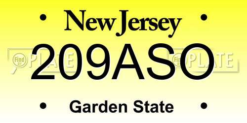 209ASO New Jersey License Plate