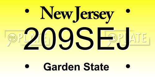 209SEJ New Jersey License Plate