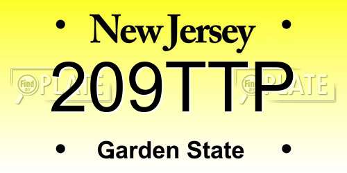 209TTP New Jersey License Plate