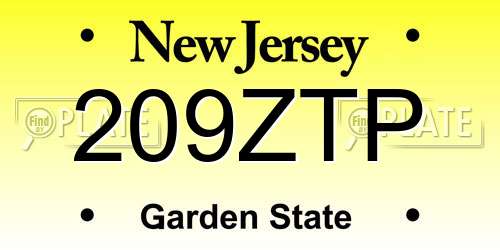 209ZTP New Jersey License Plate