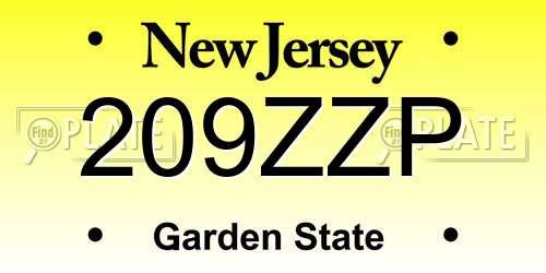 209ZZP New Jersey License Plate