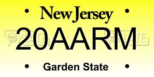 20AARM New Jersey License Plate