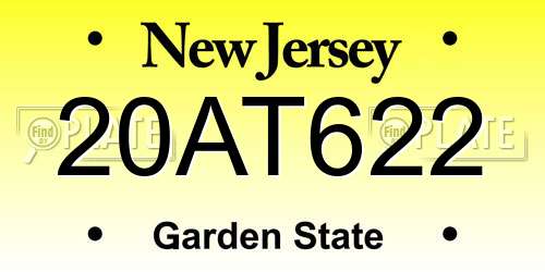 20AT622 New Jersey License Plate