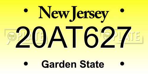 20AT627 New Jersey License Plate