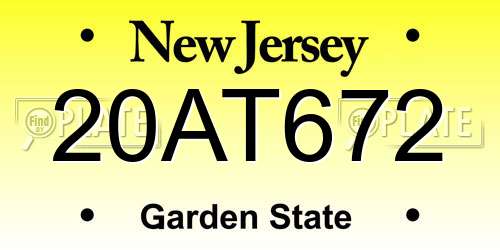 20AT672 New Jersey License Plate