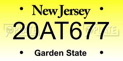 20AT677 New Jersey License Plate
