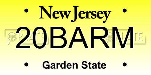 20BARM New Jersey License Plate