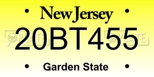 20BT455 New Jersey License Plate