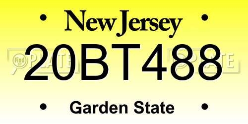 20BT488 New Jersey License Plate
