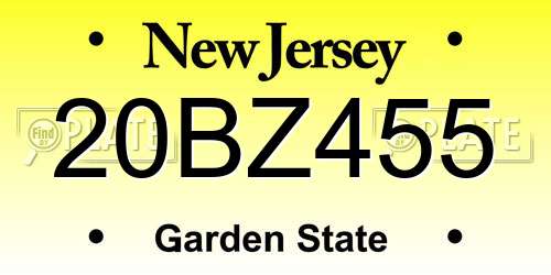 20BZ455 New Jersey License Plate