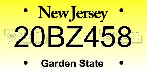 20BZ458 New Jersey License Plate