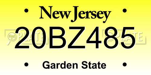 20BZ485 New Jersey License Plate