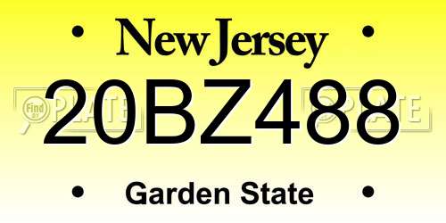 20BZ488 New Jersey License Plate