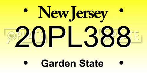 20PL388 New Jersey License Plate