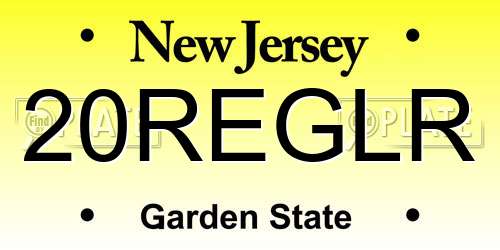 20REGLR New Jersey License Plate