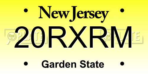 20RXRM New Jersey License Plate
