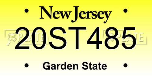 20ST485 New Jersey License Plate